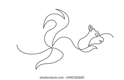 Continuous line drawing of a squirrel for company logo identity.Squirrel one-line icon. single line drawing with a cute squirrel logo and business concept.vector illustration.