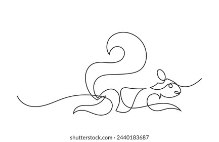 Continuous line drawing of a squirrel for company logo identity.Squirrel one-line icon. single line drawing with a cute squirrel logo and business concept.vector illustration.