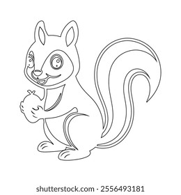 Continuous Line Drawing of a Squirrel - Minimalist Vector Illustration Line Art