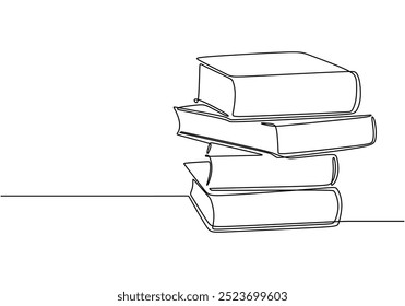 Continuous line drawing of a stack of books. Symbolizing knowledge and learning. Vector illustration.