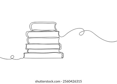 Continuous Line Drawing of a Stack of Books with Minimalist Design