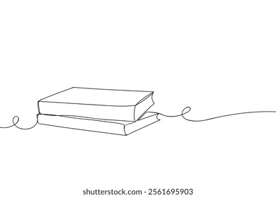 Continuous Line Drawing of a Stack of Books with Minimalist Design