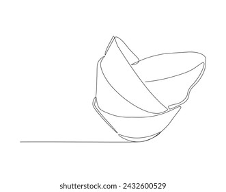 Continuous Line Drawing Of Stack Of Bowls. One Line Of Bowls. Bowls Continuous Line Art. Editable Outline.
