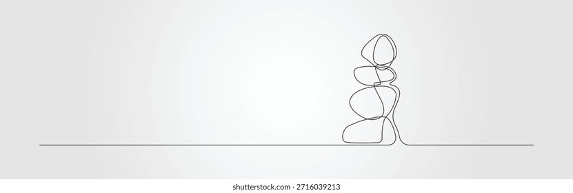 Dibujo de línea continuo de diseño de Ilustración vectorial de piedra balanceada apilada