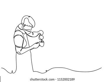 continuous line drawing of staff coffee vector illustration.