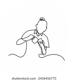 Dibujo de línea continua de café del personal. concepto de ilustración vectorial de café del personal