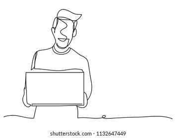 continuous line drawing of a staff delivery vector illustrations.