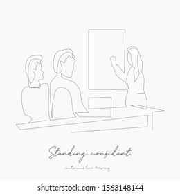 continuous line drawing. standing confident. simple vector illustration. standing confident concept hand drawing sketch line.
