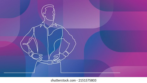 continuous line drawing of standing confident man