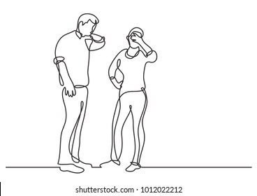 Continuous Line Drawing Of Standing Couple Frustrated