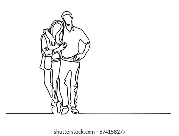 Continuous Line Drawing Of Standing Couple