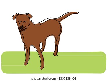 continuous line drawing of standing dog