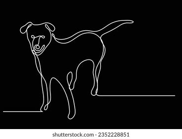 continuous line drawing of standing dog