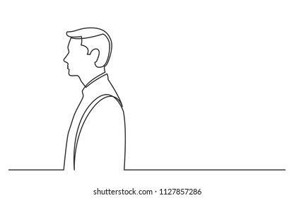 continuous line drawing of standing man side view