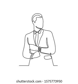 continuous line drawing of standing man pose vector illustration