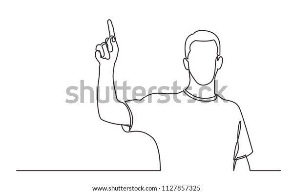 Continuous Line Drawing Standing Man Pointing Stock Vector Royalty