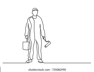 Continuous Line Drawing Of - Standing Painter