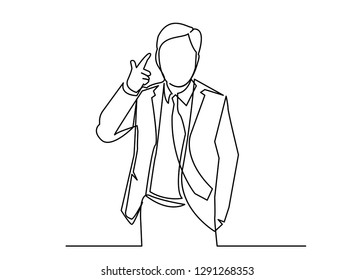 continuous line drawing of standing team of professionals vector illustration business concept.