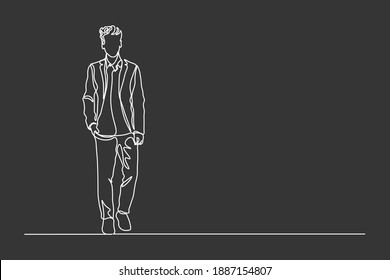 continuous line drawing of standing team of professionals vector illustration business concept.