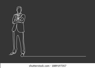 continuous line drawing of standing team of professionals vector illustration business concept.