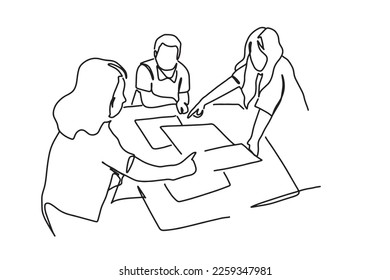 dibujo de línea continua de un equipo permanente de profesionales, una ilustración vectorial de un concepto de negocio.