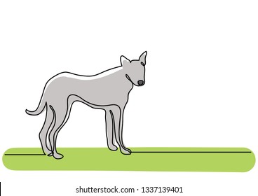 continuous line drawing of standing young dog