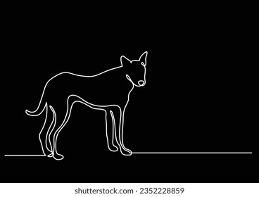 dibujo de línea continua de perro joven en pie