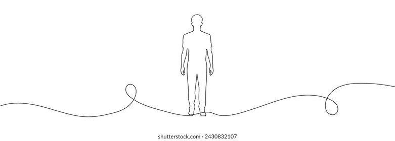 continuous line drawing of standing young guy