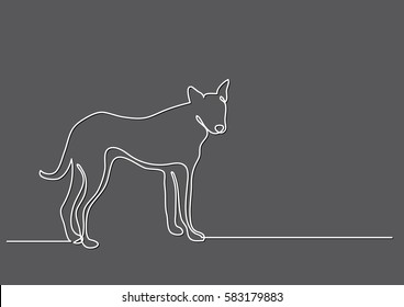 continuous line drawing of standing young dog