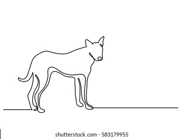 continuous line drawing of standing young dog