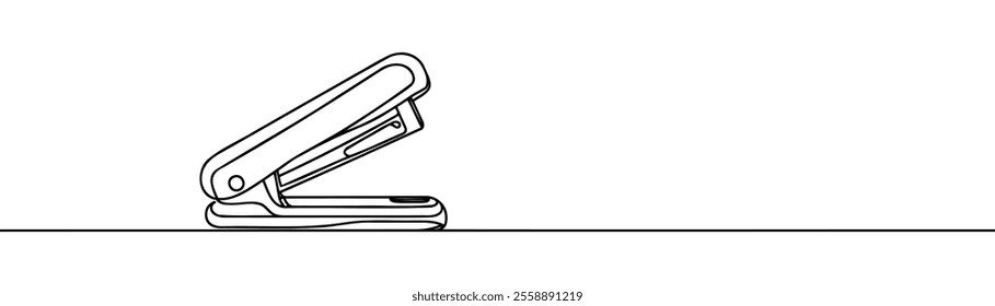 continuous line drawing of a stapler. Office and school supplies illustration.