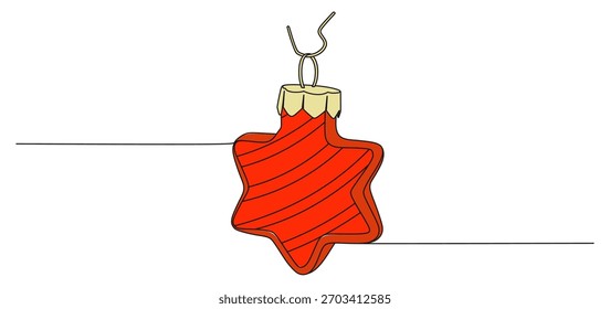 Dibujo de línea continua de adorno de Navidades estelares