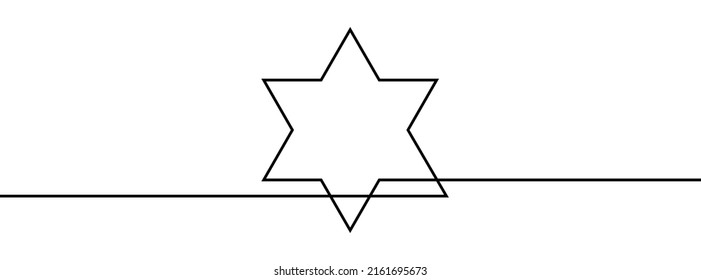 Continuous line drawing of star of David. Star of David line icon. One line drawing background. Vector illustration. Star of David continuous line icon