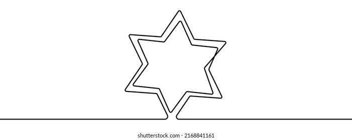 Kontinuierliche Zeichnung des Sterns von David. Star of David Line Icon. Ein zeilenträchtiger Hintergrund. Vektorgrafik. David Stranggymbol