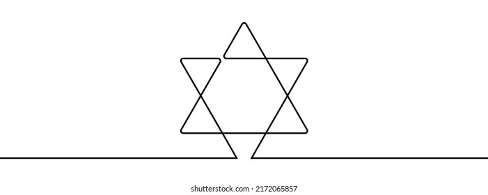 Continuous line drawing of star of David. Star of David line icon. One line drawing background. Vector illustration. Star of David continuous line icon