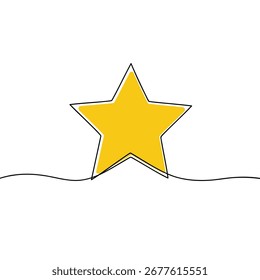Continuous line drawing of star. Minimalist black linear sketch isolated on white background. Hand drawn vector illustration.