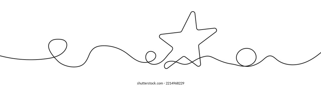 Continuous line drawing of star. One line drawing background. Vector illustration. Linear star icon