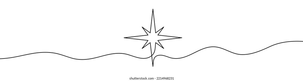 Continuous line drawing of star. One line drawing background. Vector illustration. Linear star icon