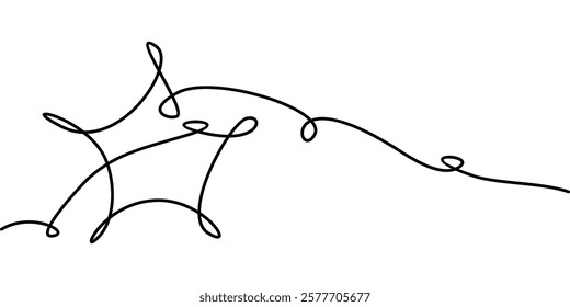 Continuous line drawing of Star symbol. Abstract line art illustration.