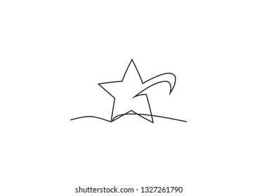 continuous line drawing of star vector