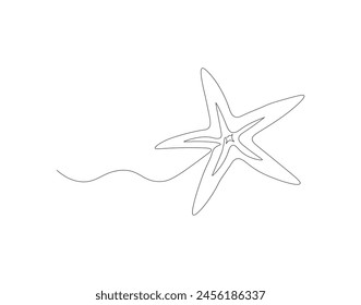 Dibujo en línea continua de la estrella de mar. Una línea de estrella de mar. Concepto animal marino arte de línea continua. Esquema editable.