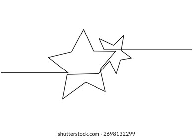 Kontinuierliche Linienzeichnung von Sternen in minimalem Stil auf weißem Hintergrund.Einfache einzeilige Kunstdarstellung von mehreren Sternen abstraktes Design.