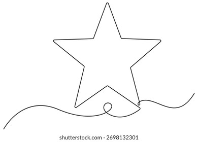 Dibujo continuo de líneas de estrellas en estilo mínimo sobre fondo blanco. Ilustración de arte de línea simple simple de diseño abstracto de múltiples estrellas.