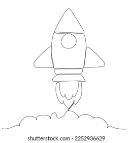 
Continuous line drawing. Start rocket icon. Vector illustration.