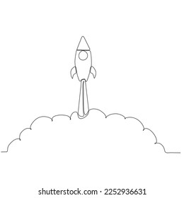 
Continuous line drawing. Start rocket icon. Vector illustration.
