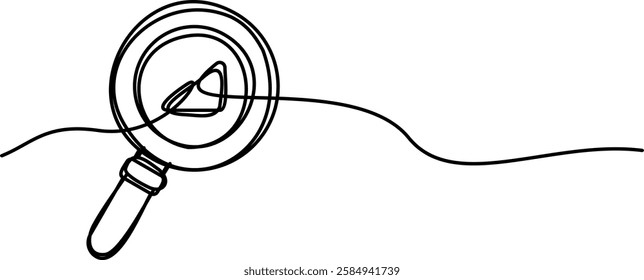 continuous line drawing of statistical symbols with magnifying glass. business theme abstract line art illustration