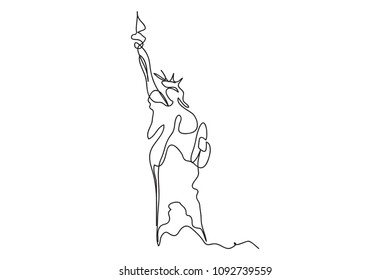 continuous line drawing of the Statue of Liberty, New York, USA, vector illustration.