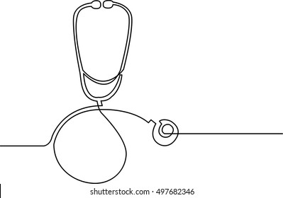 continuous line drawing of stethoscope