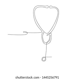 continuous line drawing of stethoscope. isolated sketch drawing of stethoscope line concept. outline thin stroke vector illustration