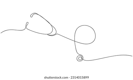 Continuous line drawing of stethoscope.Vector illustration